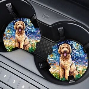 Golden Doodle Car Coasters Absorbent Set of (2)